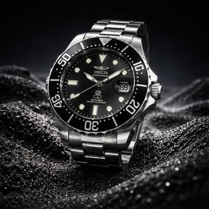 Invicta Men's Silver and Black Watch